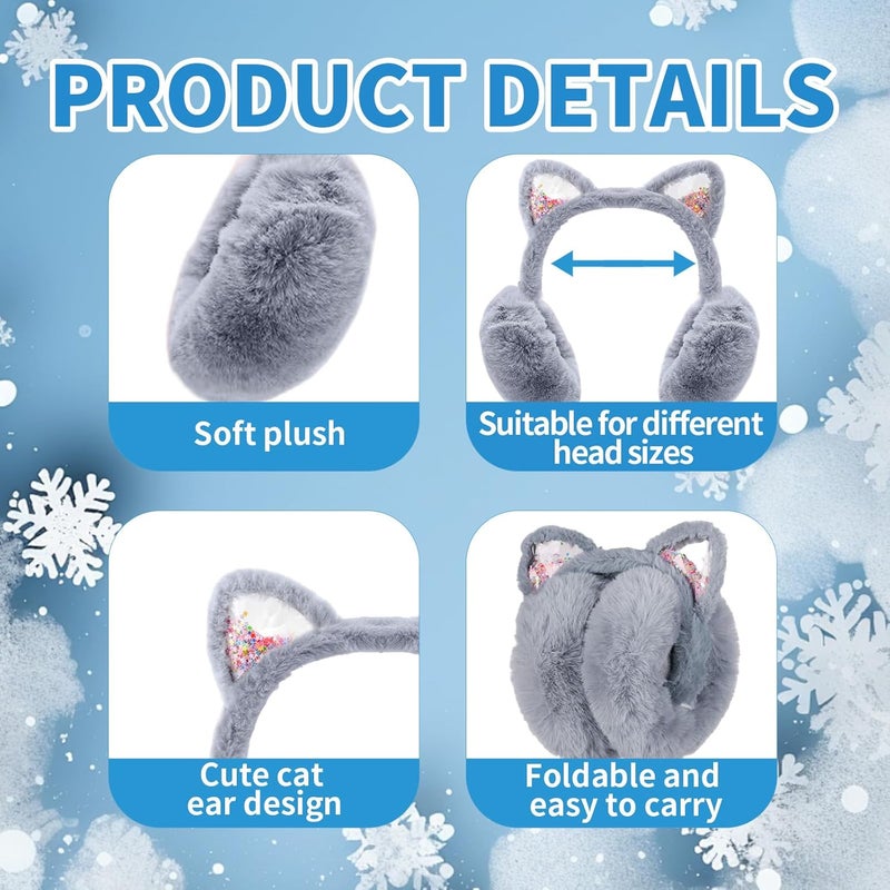 Adboros 3Pcs Cute Animal Ear Muffs Winter Warm Fluffy Cat Ear Earmuffs Cozy Ear Warmers for Girls Boys Kids Children Outdoor - Image 3